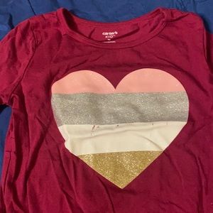 maroon long sleeve heart glitter shirt size 7 (no refunds)